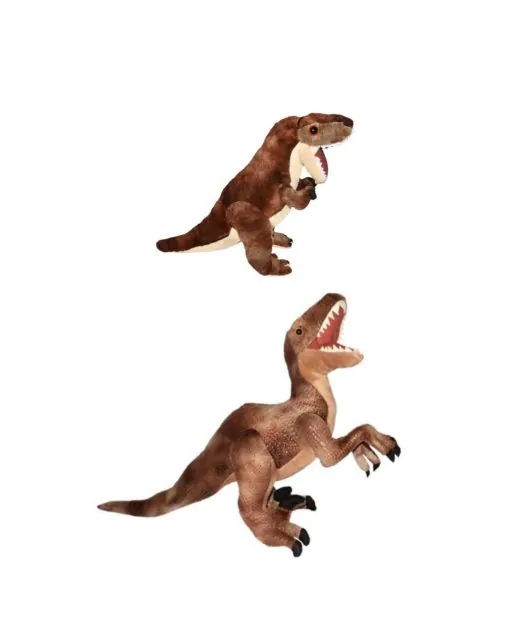Dinosaurus knuffels Velociraptor 43 & T-Rex 25cm